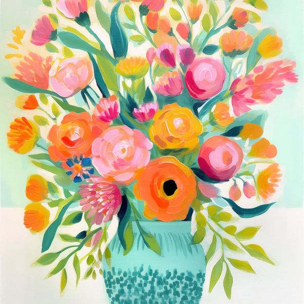 La magie des fleurs en été : l'art des vases aux couleurs vives par Floral Abstractions