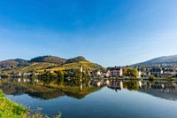 Bullay on the Moselle reflected in the water of the Moselle