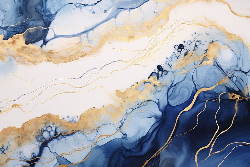 Blauw-witte abstracte compositie van Art & Soul Creations