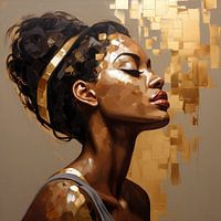 Porträt einer Frau in goldenen und dunklen warmen Tönen