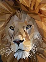 Abstract Close Up Gezicht Leeuw Laagpolig