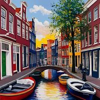 Gemälde Utrecht - Boot auf Gracht 1.1