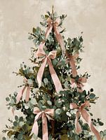 Sapin de Noël avec nœuds roses