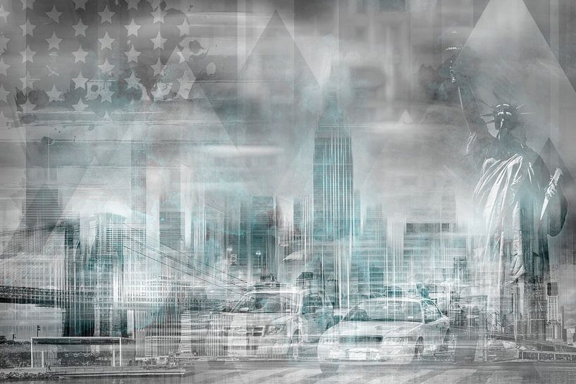 City Shapes MANHATTAN COLLAGE | turquoise by Melanie Viola