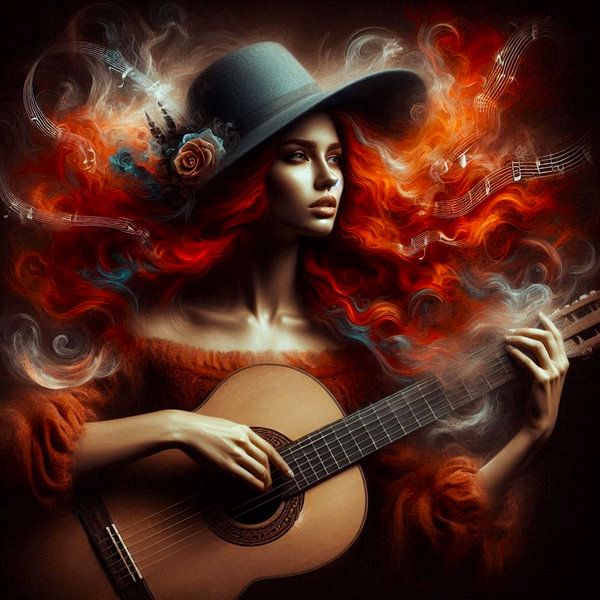 Frau spielt Gitarre von Bernhard Karssies