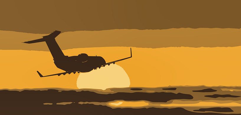 Bombardier CRJ-200ER Sonnenuntergang fliegen von Jan Brons