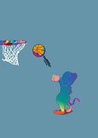 Mouse basketball in pop art