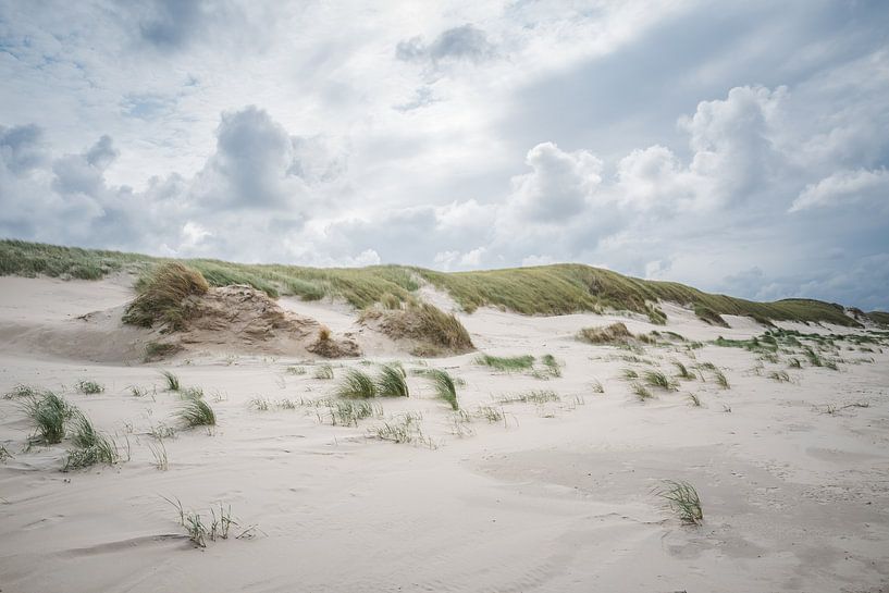 Dark clouds over the dunes on the North Sea beach at Slufter on Texel by LYSVIK PHOTOS