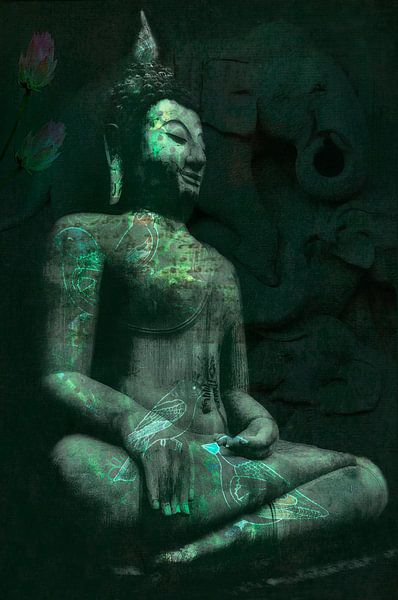 Bouddha avec les éléphants par Anouschka Hendriks