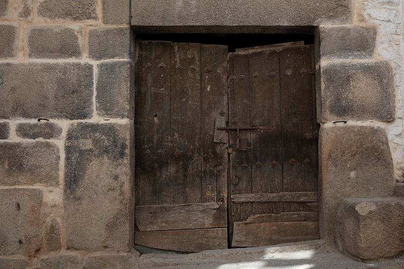 Old wooden door in village in central Spain by Joost Adriaanse