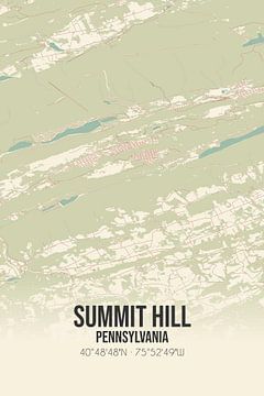 Carte ancienne de Summit Hill (Pennsylvanie), USA. sur Affiches de lieux