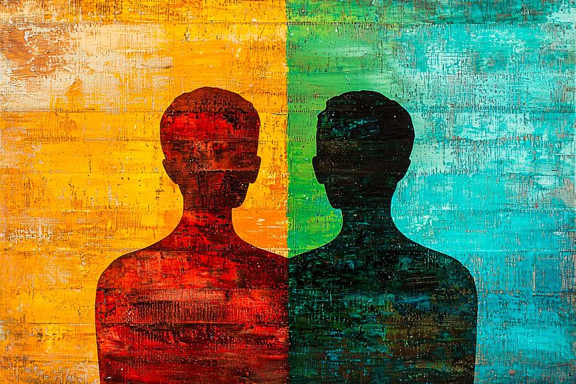 Colourful silhouettes on abstract background by Art & Soul Creations