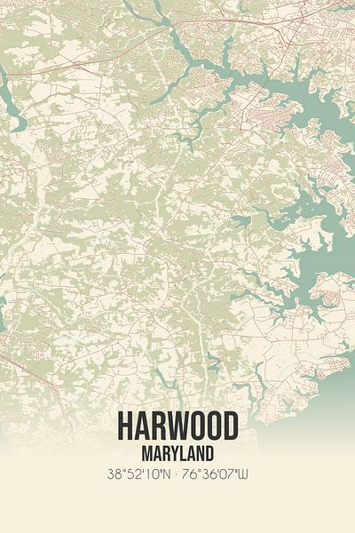 Carte ancienne de Harwood (Maryland), USA. par Affiches de lieux