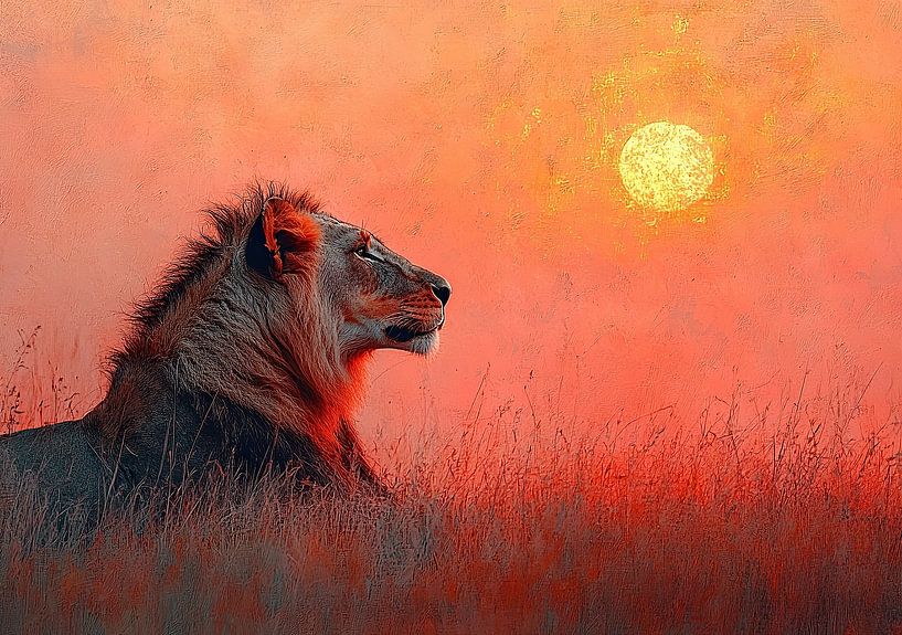 Lion &quot;Souverain de la steppe : regard d'un lion&amp;quot ; par Niklas Maximilian