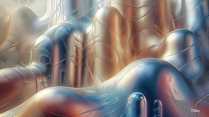 magische Formen in blau-gold-silber-rosa von Gelissen Artworks
