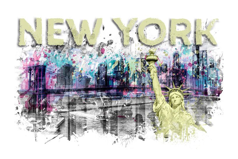 Modern Art NEW YORK CITY Skyline Splashes | geel par Melanie Viola