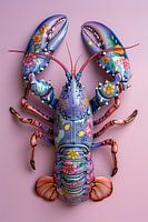 Lobster Luxe - Homard hippie violet avec fleurs et poissons