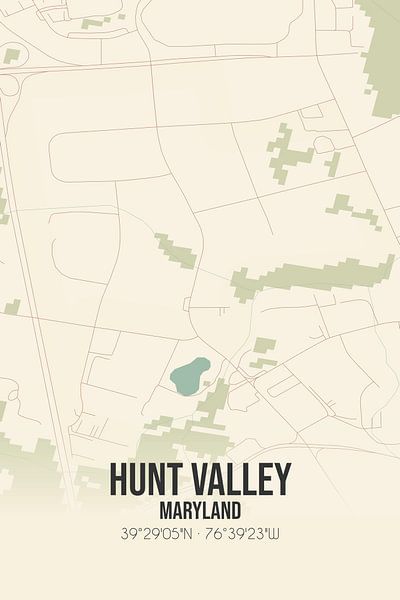 Carte ancienne de Hunt Valley (Maryland), Etats-Unis. par Affiches de lieux