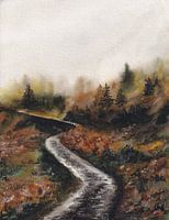 Into the unknown misty path in the Dolomites