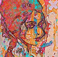 Buntes, modernes und abstraktes Frauenporträt