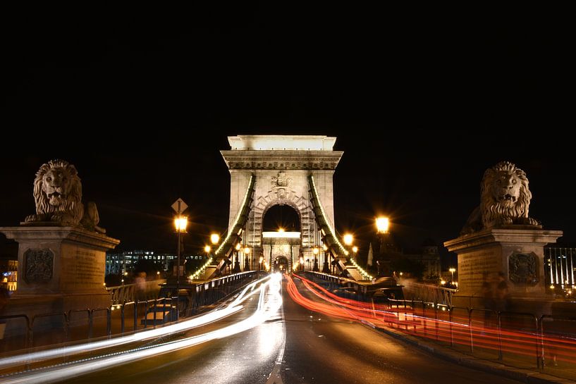 Kettingbrug Boedapest by Night by Rik van der Klooster