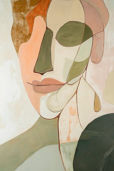 Abstract portret in zachte kleuren van Poster Art Shop