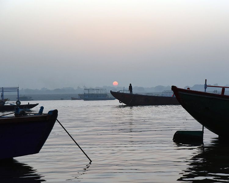 Sunrise over the Ganges river in Varanasi, India by Rini Kools