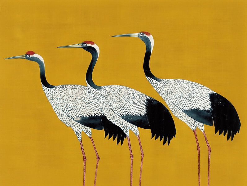 Golden Crane Trio by Cats & Dotz