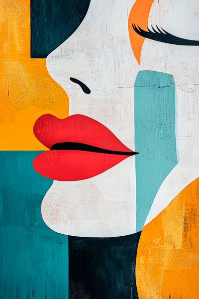 Stylisierte Frauenlippe in kräftigen Farben von Poster Art Shop