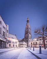 Verschneiter Havermarkt bei Nacht - Breda
