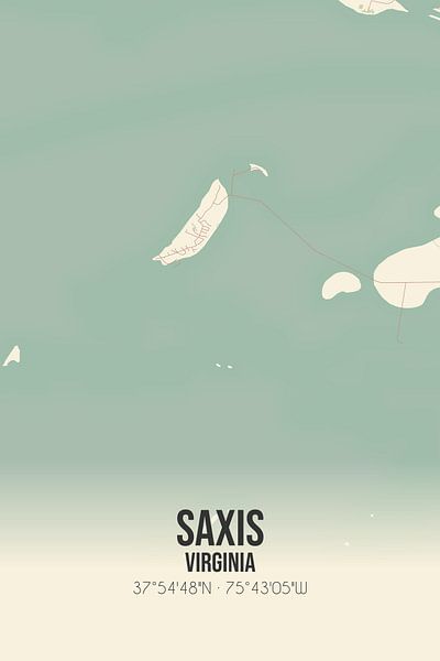Vintage map of Saxis (Virginia), USA. by Prints of Place