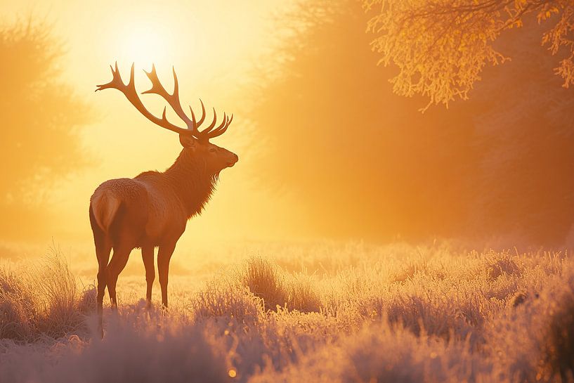 Cerf dans le soleil doré du matin par Imperial Art House