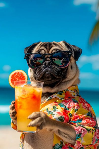 Urlaub mit einem coolen Mops von Poster Art Shop