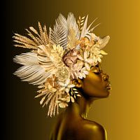 Floral Portrait Black & Gold Background Black to Gold - Square-01