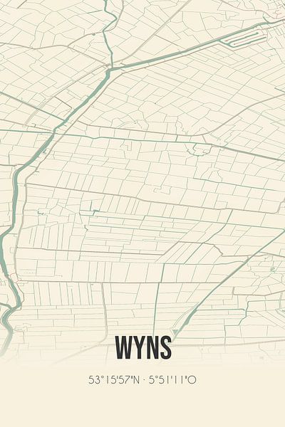 Vintage map of Wyns (Fryslan) by Prints of Place