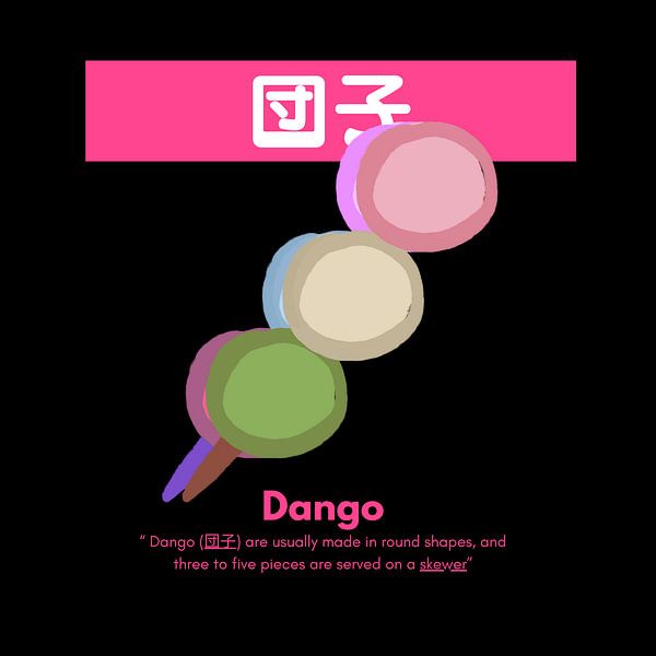 Bunte japanische Dango-Illustration am Spieß von Andrey Samiadji