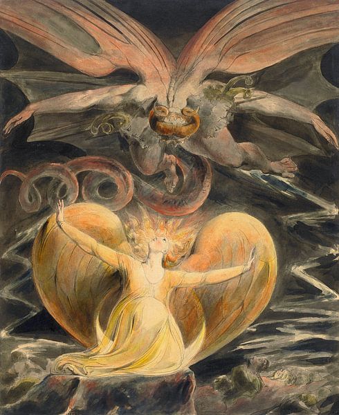 William Blake. Der große rote Drache mit Engel von 1000 Schilderijen