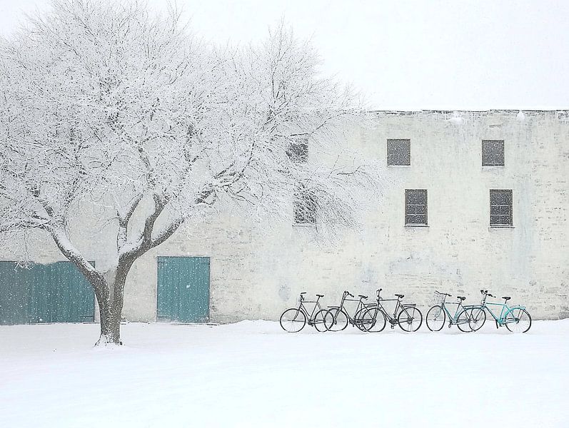 Winter scene in the Netherlands with Cycling by Karina Brouwer