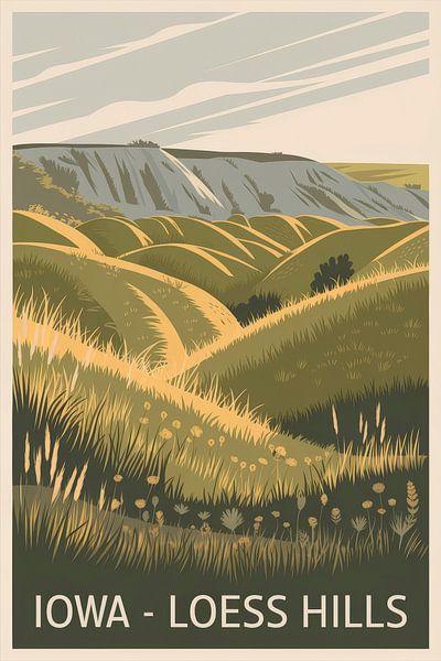 Iowa - Loess Hills Vintage Travel Poster by Poster Art Shop