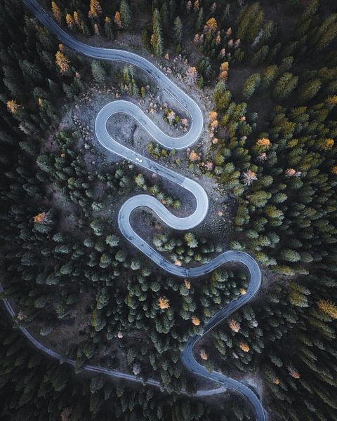Giau Pass from above Aerial view by Daniel Kogler