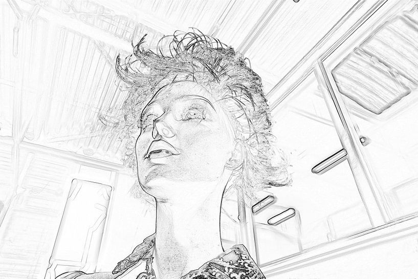 Frauenporträt auf einer Station Bleistift Blick nach links. von Marcel Kieffer
