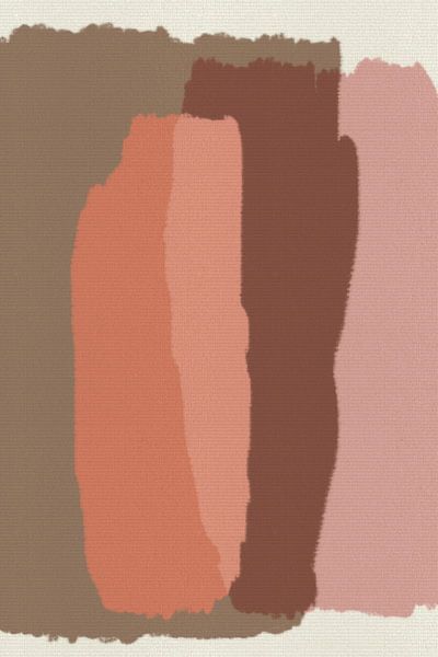 Modernes farbenfrohes Abstraktes in gedämpftem Rosa, Rot, Taupe von Abstrakte minimalistische Kunst