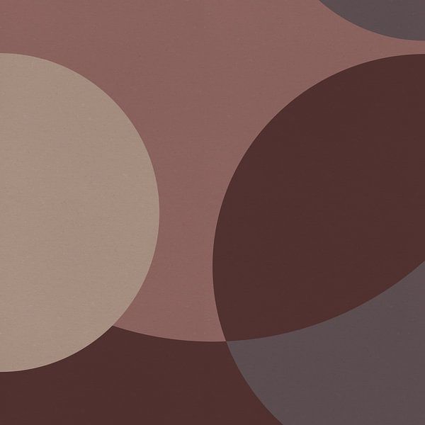 Moderne abstracte kunst. Geometrische vormen in roze, taupe, bruin, beige IX van Dina Dankers