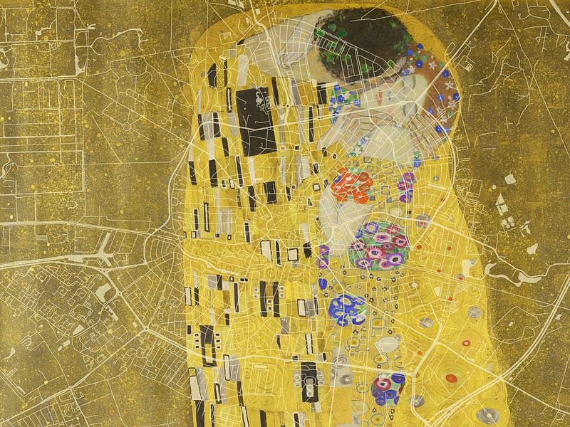 Carte de Hilversum avec le Baiser de Gustav Klimt par De Kaartenwinkel