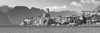 Malcesine on Lake Garda in black and white