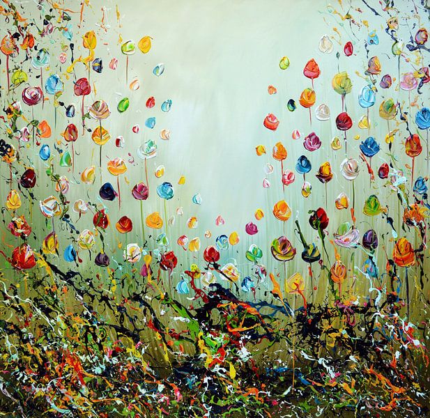 Green Flowers by Gena Theheartofart