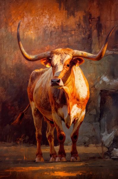 A classic oil painting of a cow by Ljupka Kareska