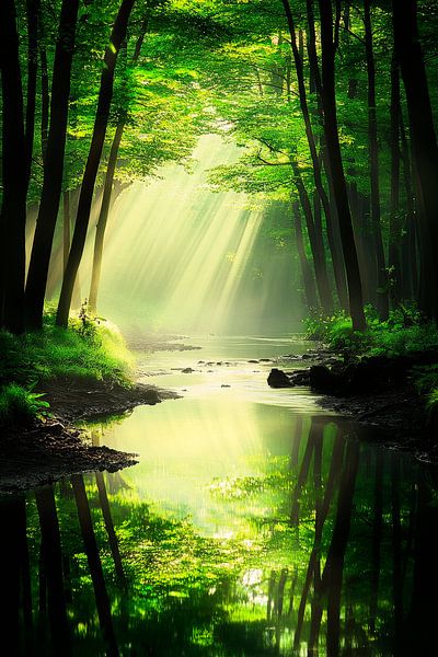 Jeux de lumière dans la forêt par Poster Art Shop