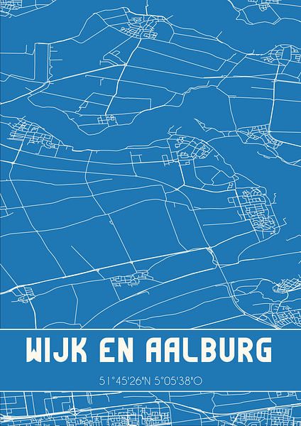 Blaupause | Karte | Wijk en Aalburg (Nordbrabant) von Ortsdrucke