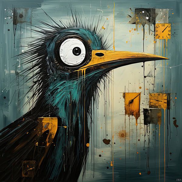 Überraschender Vogel - Acryl - fröhlich von DBArt